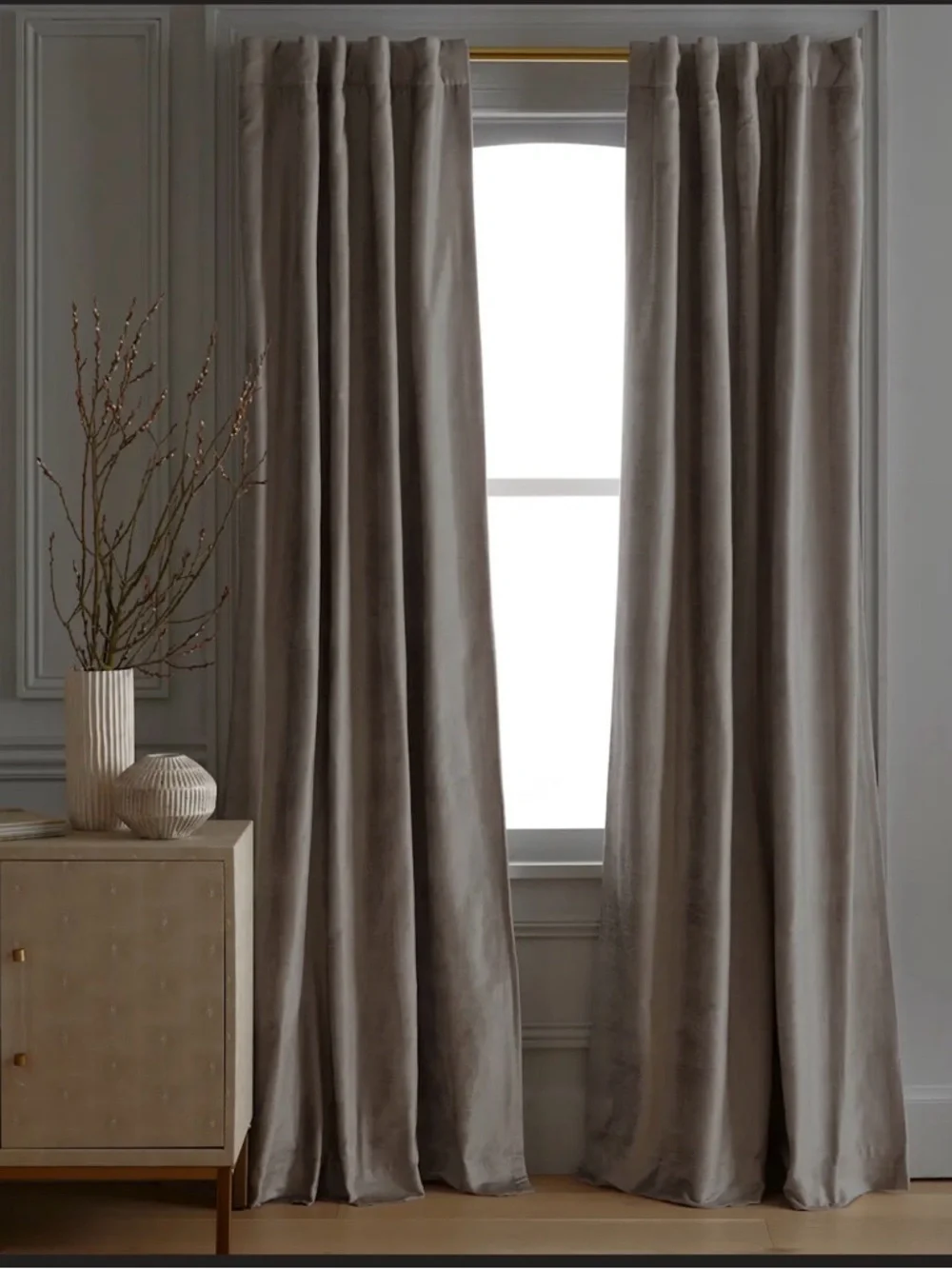 Quince Luster Velvet Blackout Curtain Panel 48x84 Slate Gray (Single)